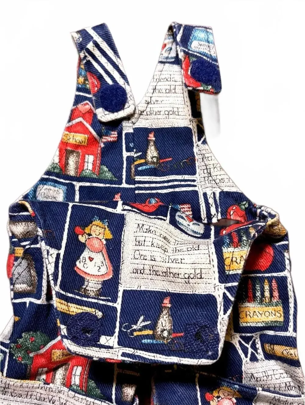 Handmade Doll Bear Overalls School Teacher Print Romper Outfit